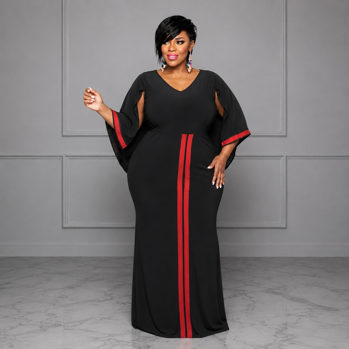 Red Stripe Center Dress
