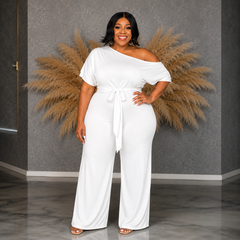 White Off Shoulder Jumpsuit