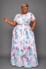 Pink Palm Skirt Set