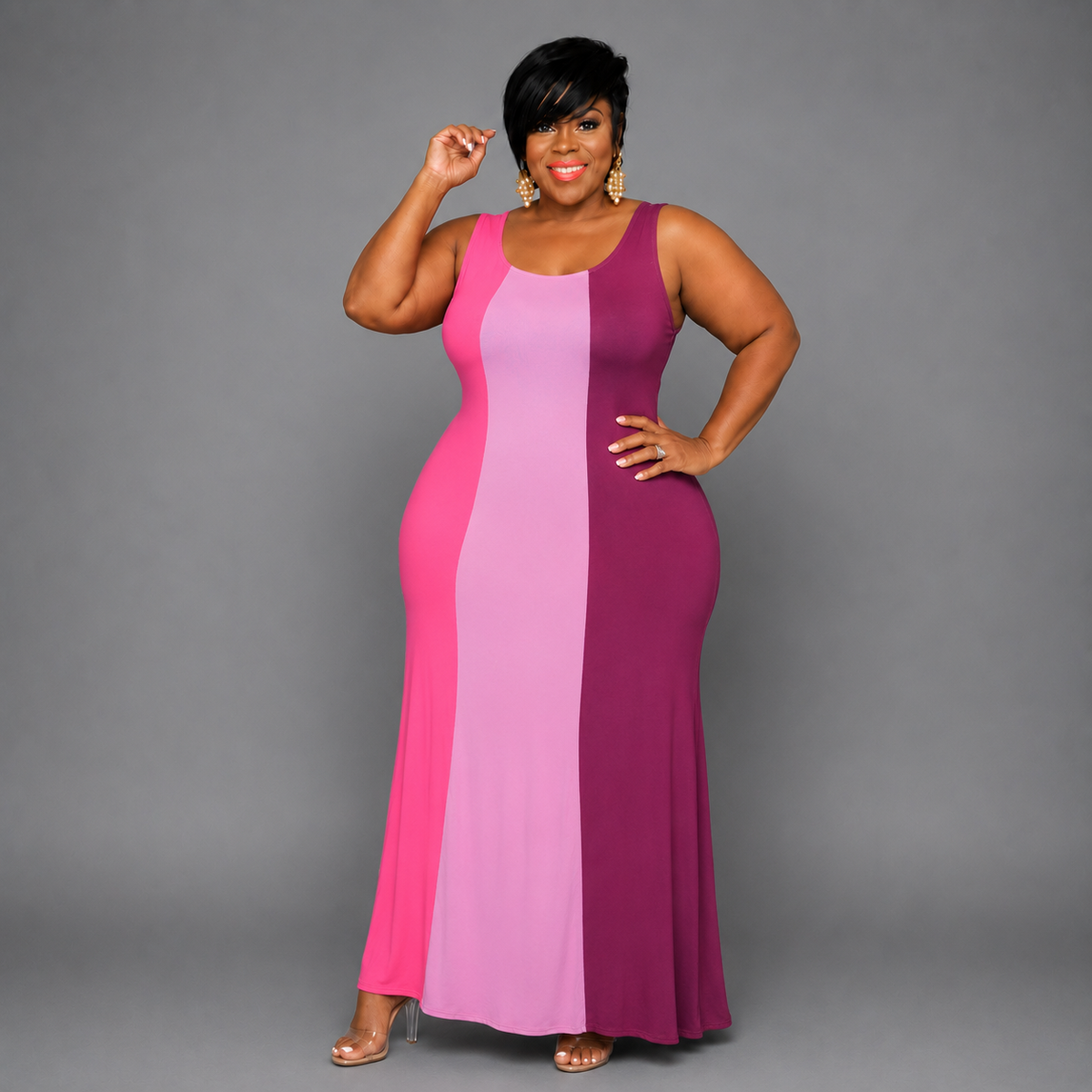 Pink Tri Color Dress