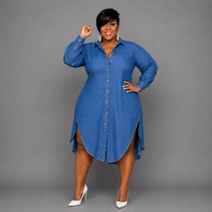 Denim Front & Back Button Dress