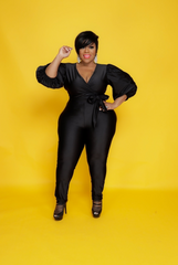 Black Balloon Sleeve Jumpsuit