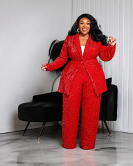 Red Hillary Sequin Suit