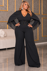 Black Nia Cape Jumpsuit