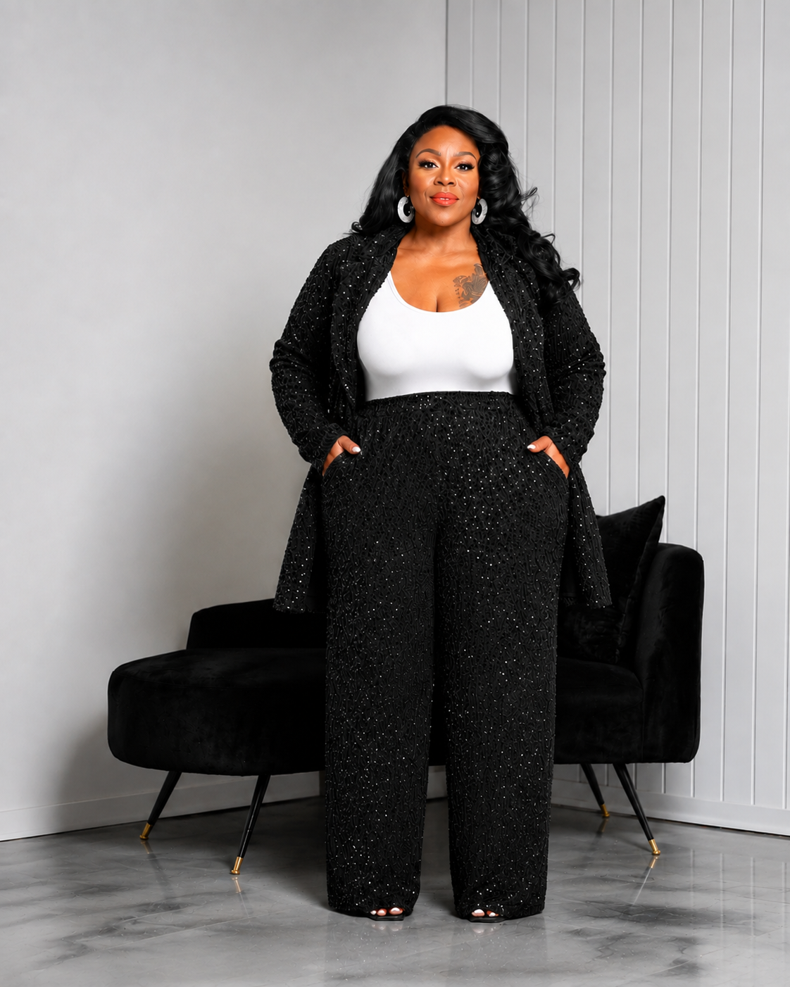 Black Hillary Sequin Suit