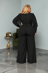 Black Glam Fringe Jumpsuit