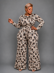 Black & Beige Pant Set