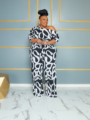 Black & White Off Shoulder Jumpsuit