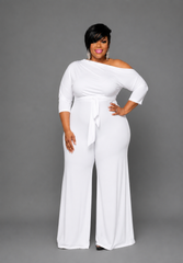 White Off Shoulder Jumpsuit