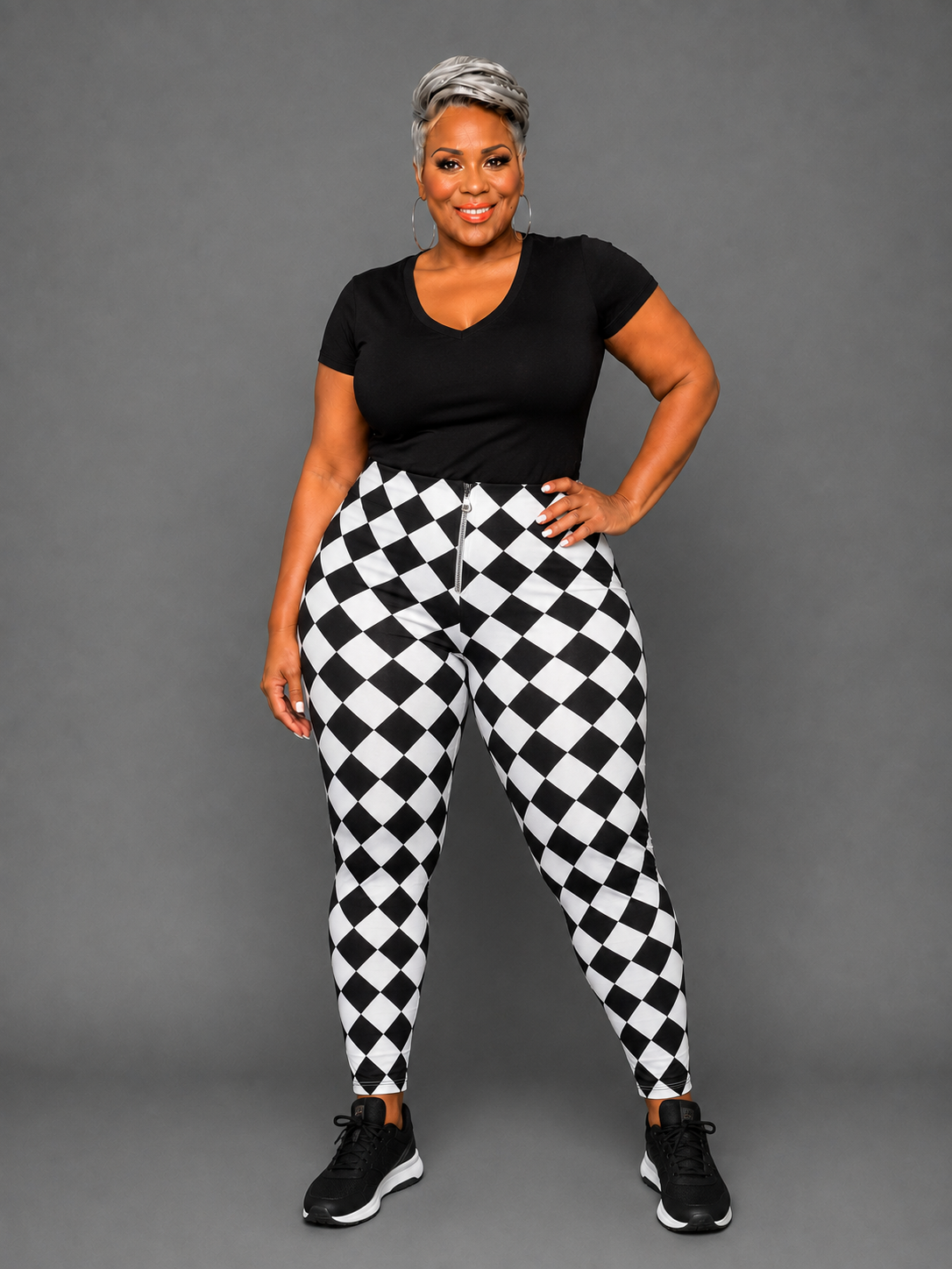 Houndstooth Zipper Leggings