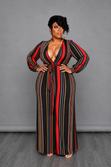 Red Stripes Maxi Dress