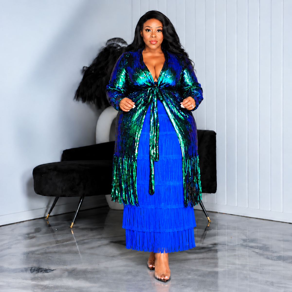 Green Sequin Tassel Duster