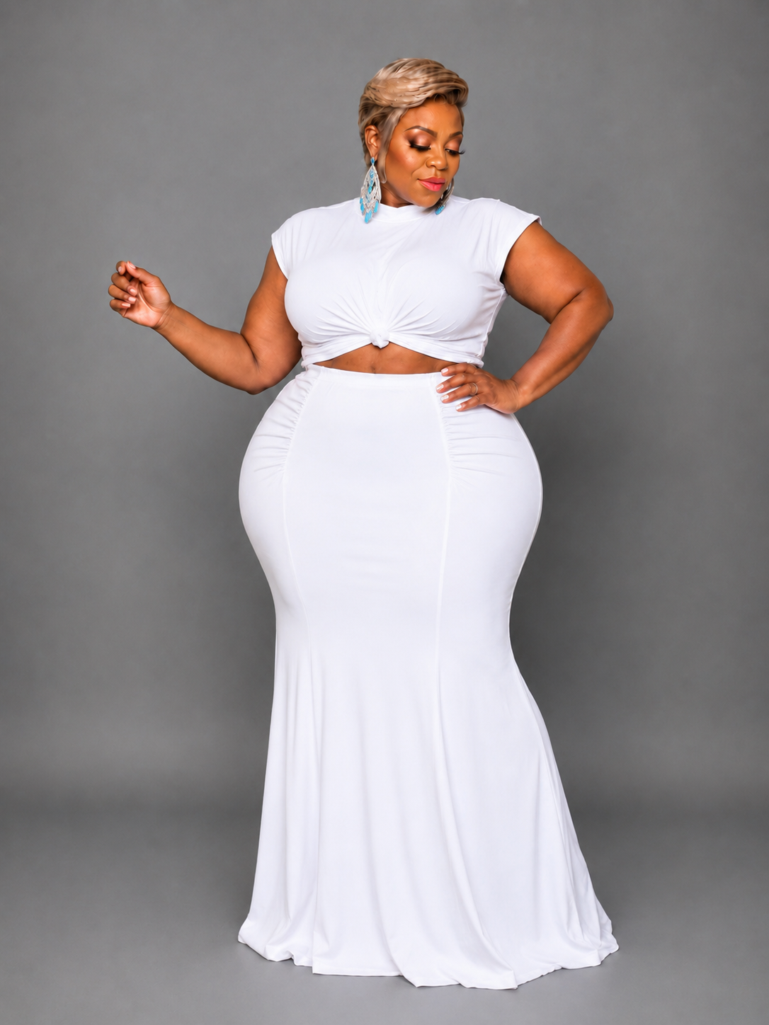 White Ruch Skirt Set