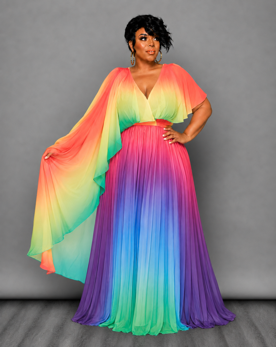 Rainbow Pleated Dress