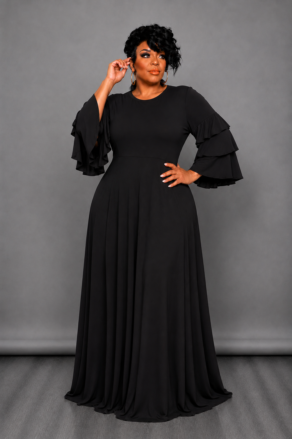 Black Hattie Tiered Dress