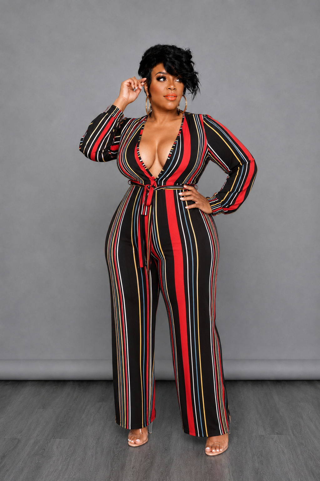 Red Stripes Jumpsuit