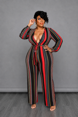 Red Stripes Jumpsuit