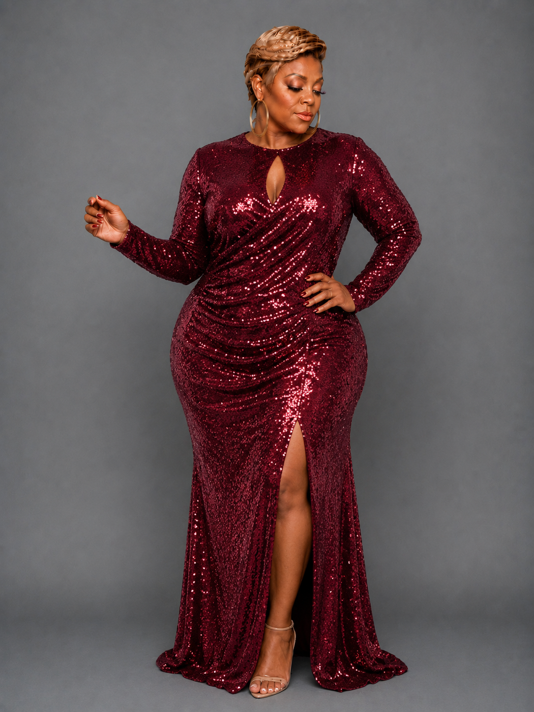 Burgundy Sequin Gown