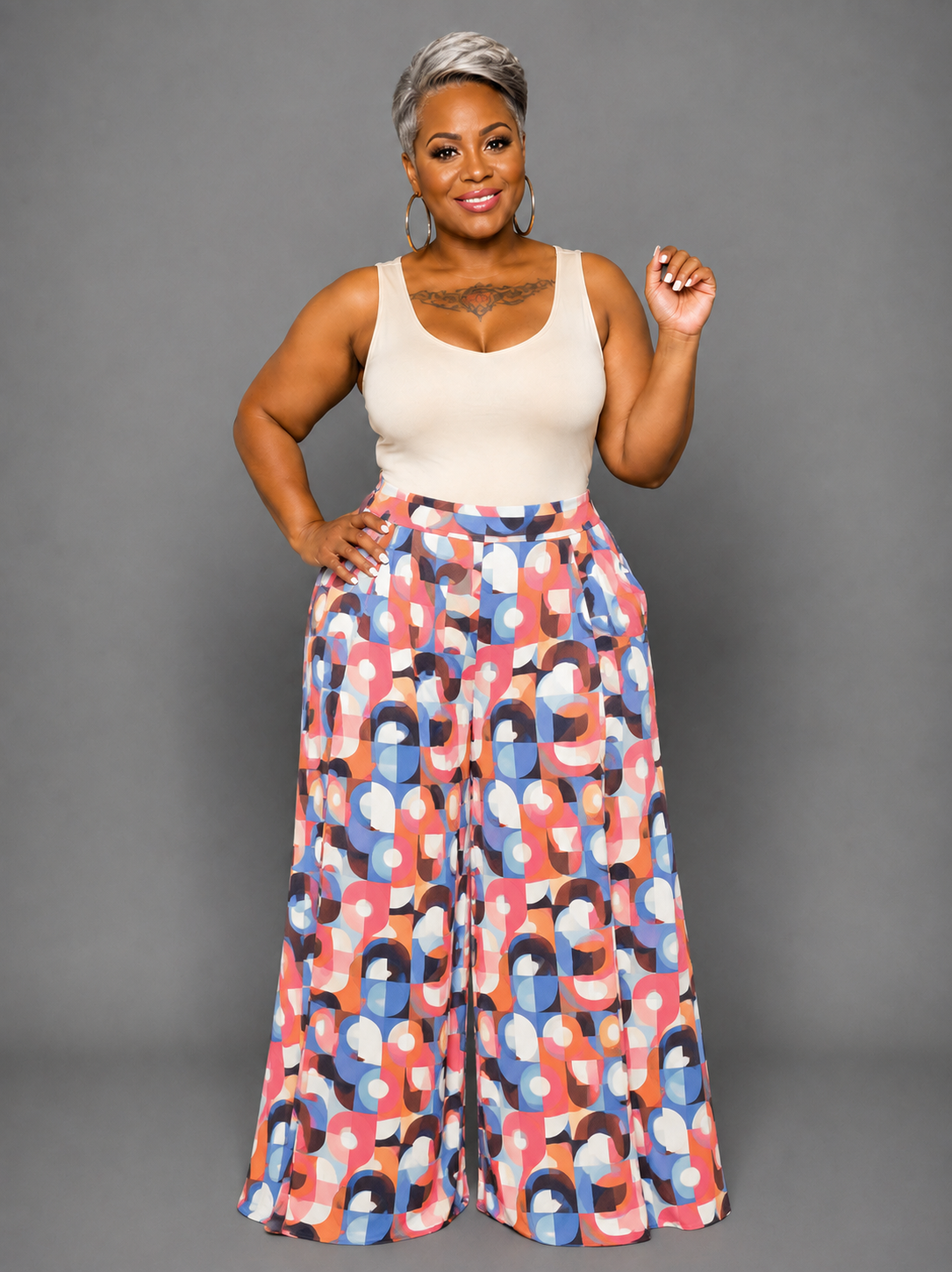 Blue Print Palazzo Pants