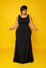 Black Lace Panel Gown