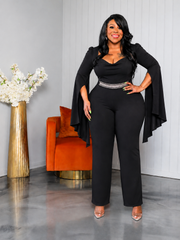 Black Rhinestone Embellished Jumpsuit