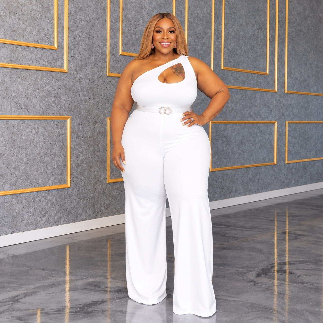 White Keyhole Jumpsuit