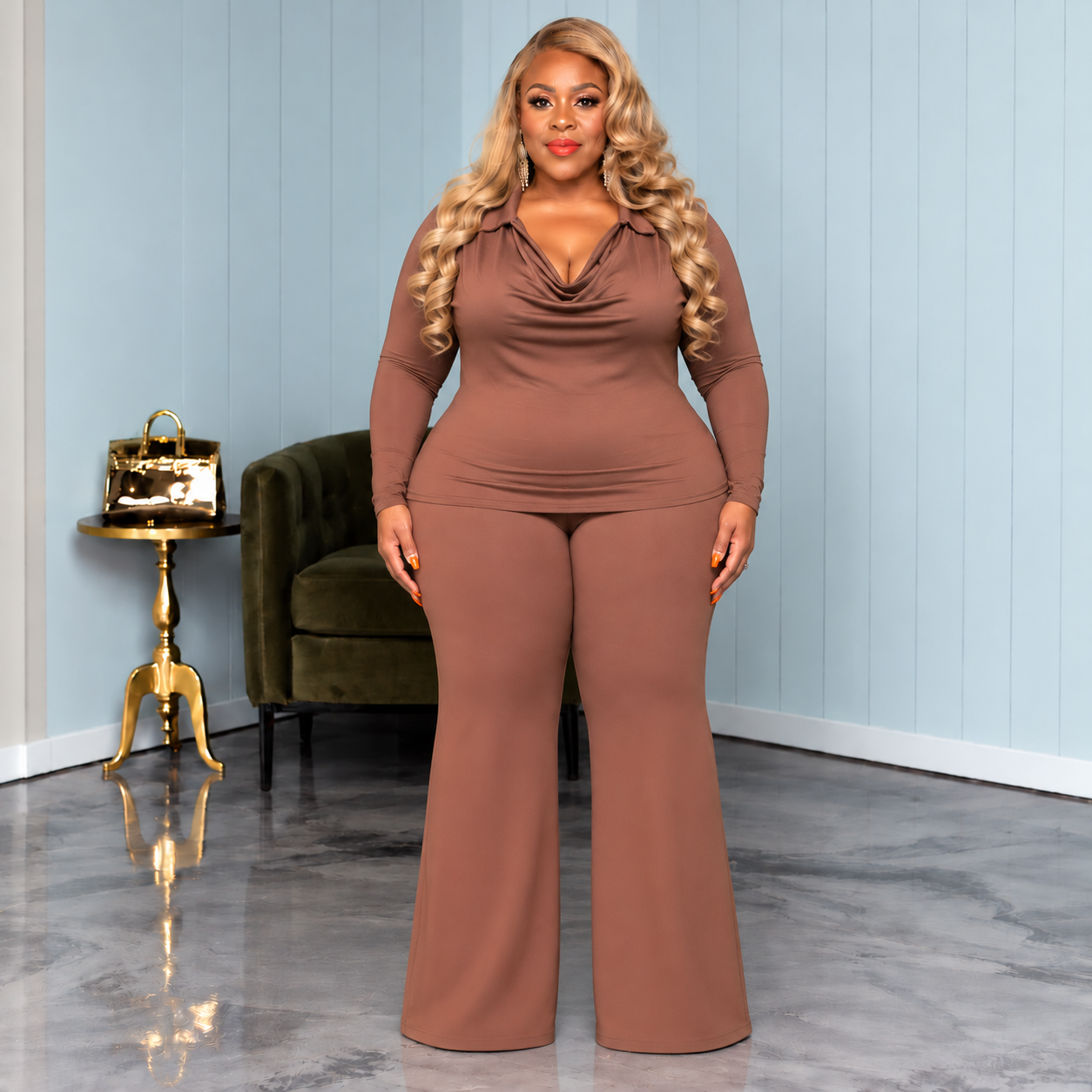 Mocha Draping It Set