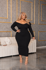 Black Ribbed Sweater Dress