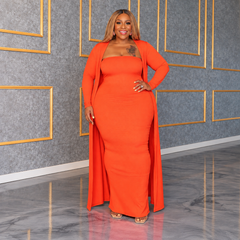 Orange Rib Duster Set