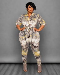 Yellow & Grey Leggings Set