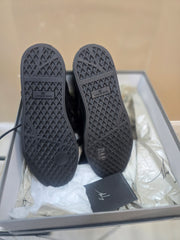 Black Double Chain Leather High Top Sneakers