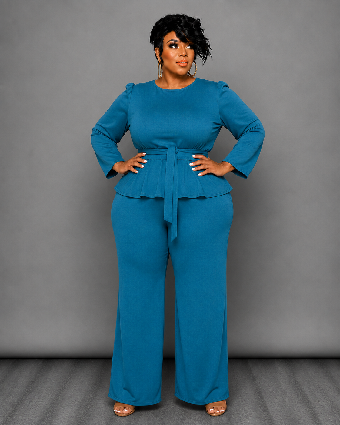 Teal Peplum Set