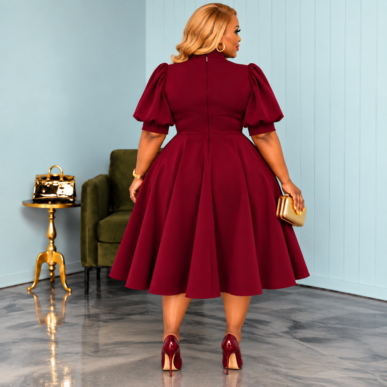 Burgundy Bre Bow Dress