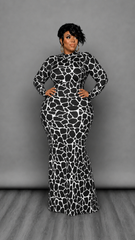 Black Giraffe Print Dress