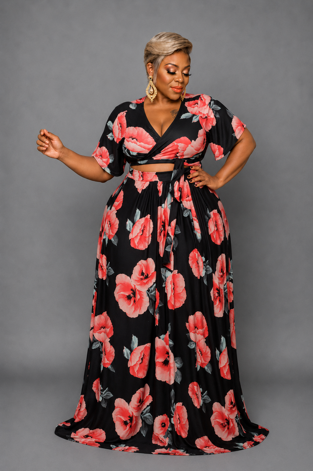 Black Garden Skirt Set