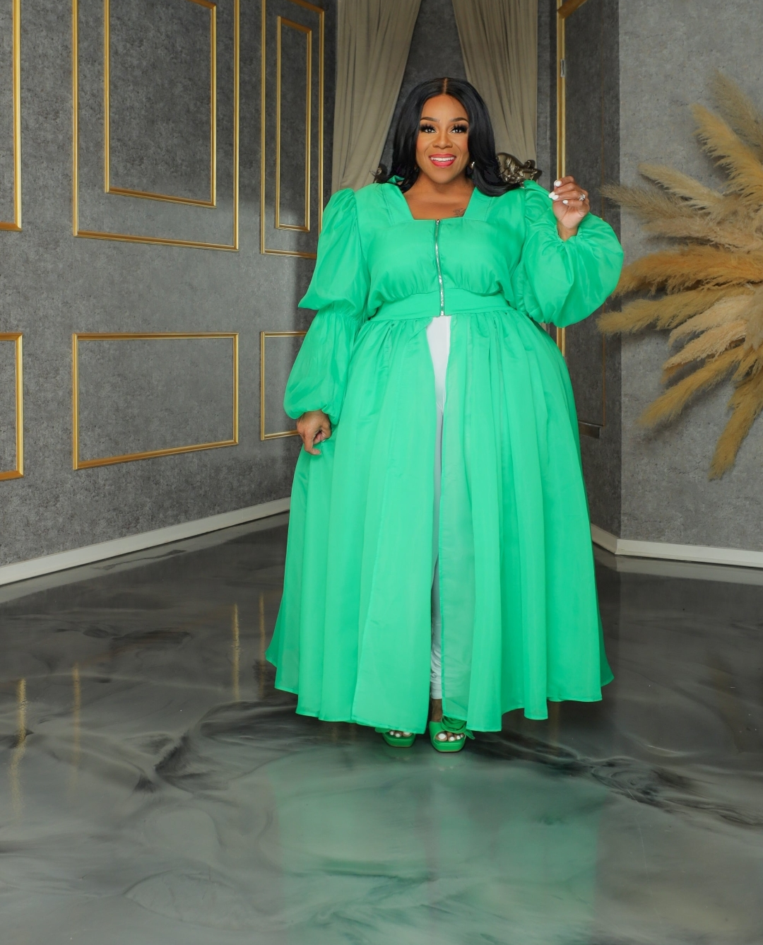 Green Chiffon Maxi Top