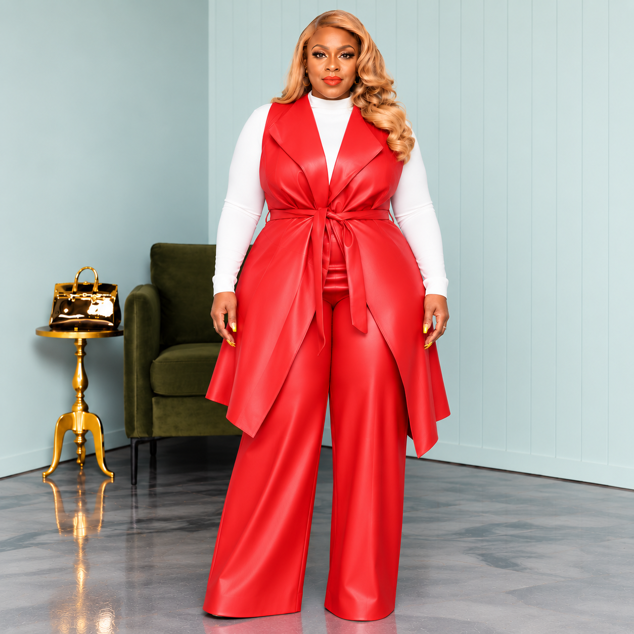 Red Vegan Leather Set