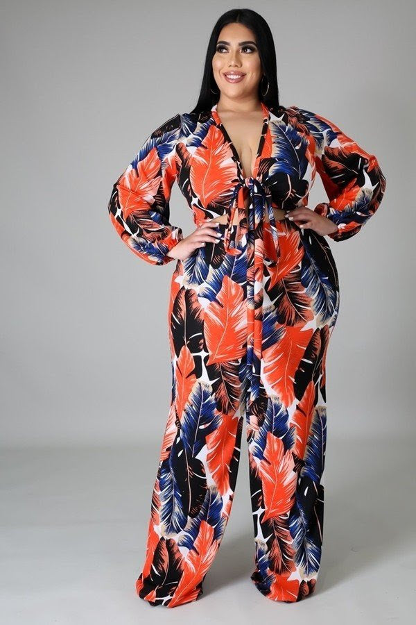 Get Tropical Leaf Pant Set