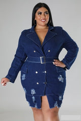 Blue Denim Distressed Dress/Coat