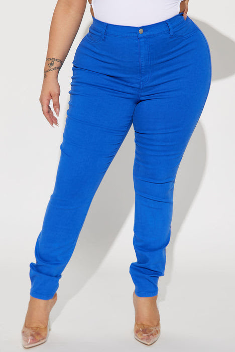 Royal Blue Basic Hi Waist Jeans