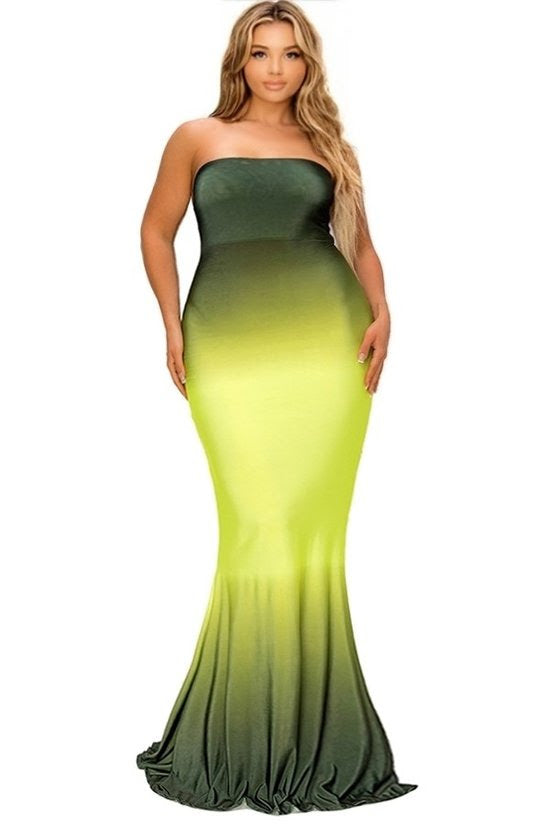 Green Ombre Tube Dress
