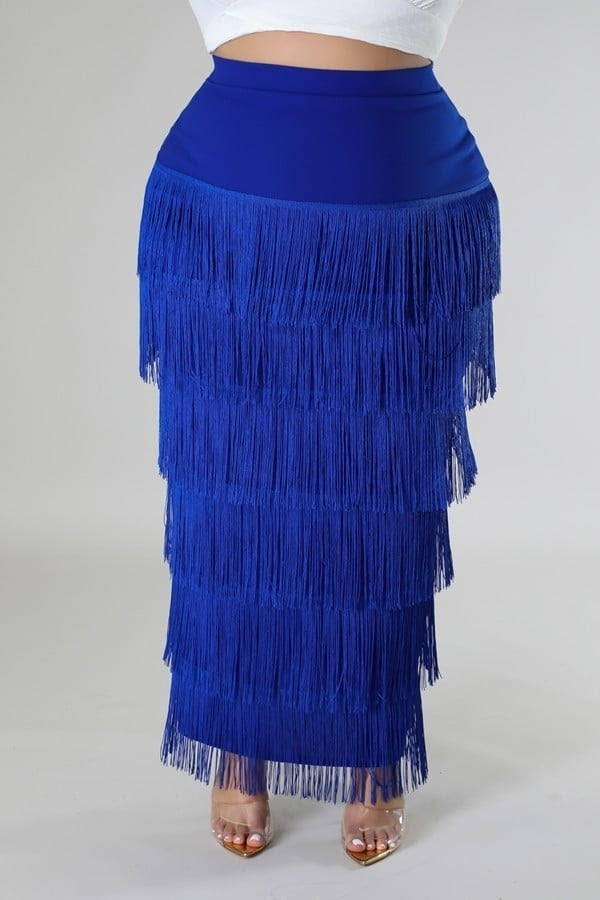 Royal Blue Razzle Tassel Skirt