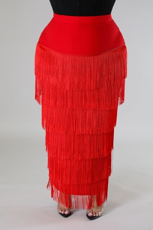 Red Razzle Tassel Skirt