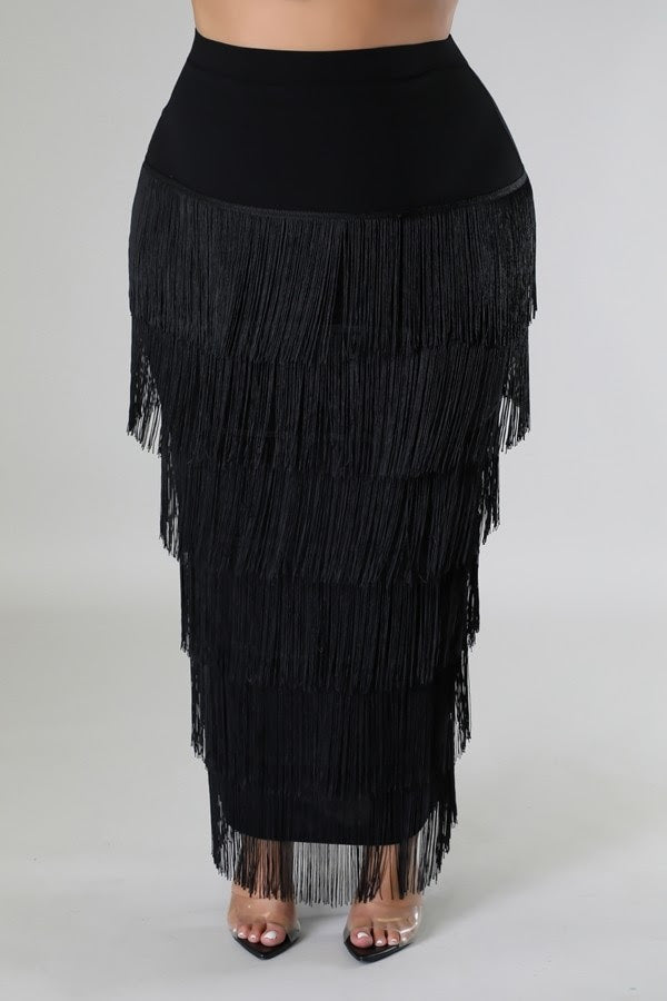 Black Razzle Tassel Skirt