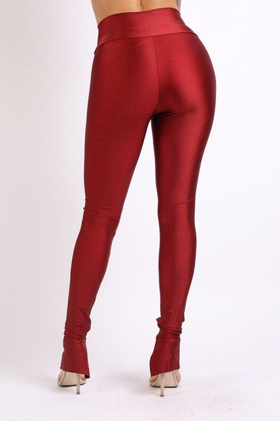 Load image into Gallery viewer, Burgundy Ankle Slit Leggings
