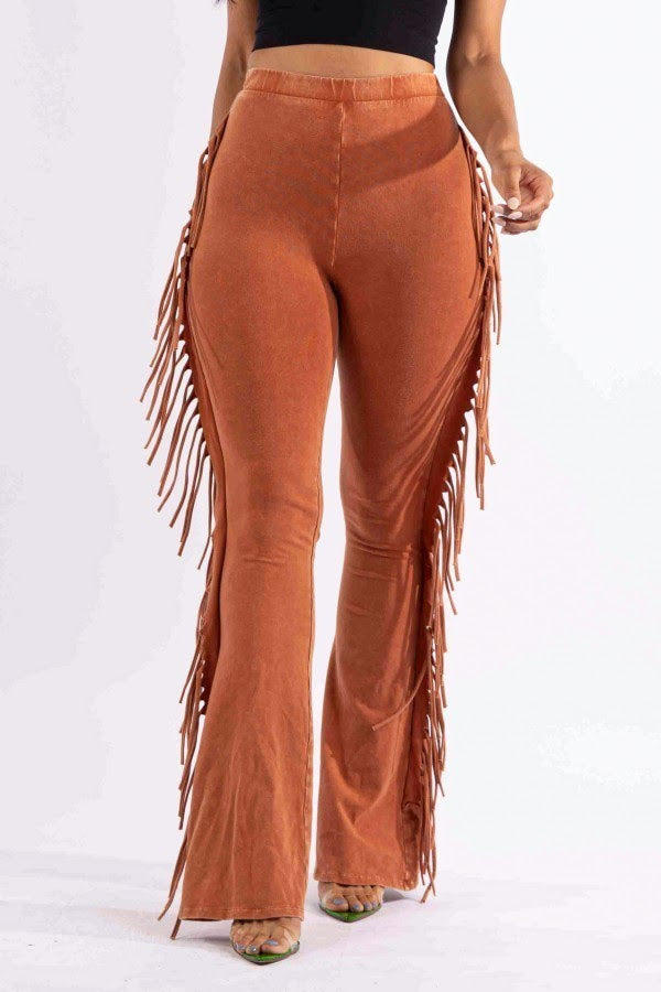 Rust Mineralize Fringe Pants