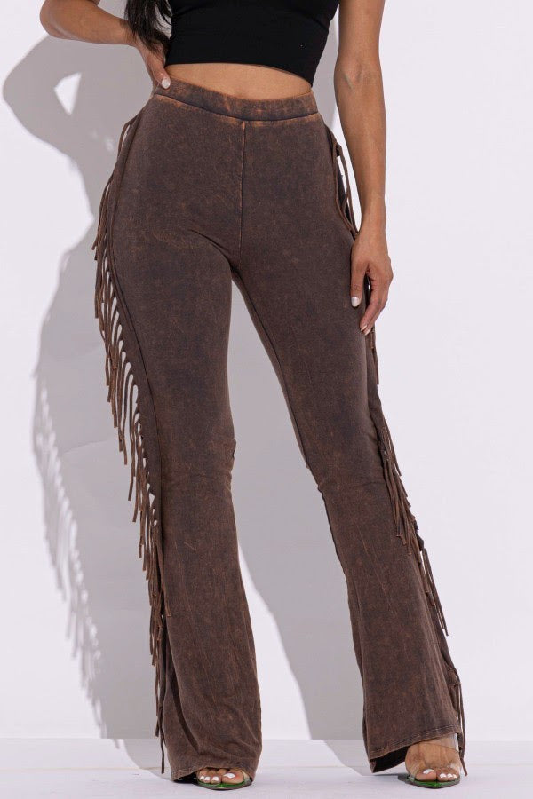 Brown Mineralize Fringe Pants