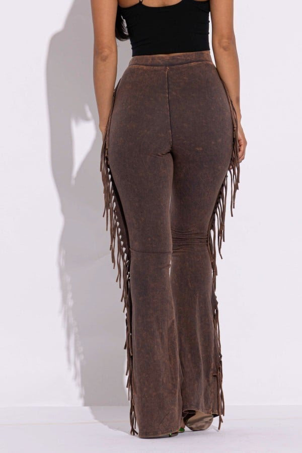 Brown Mineralize Fringe Pants