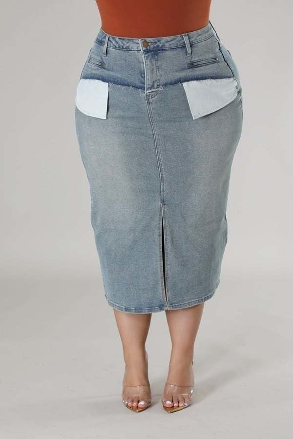 Denim Outter Pocket Skirt