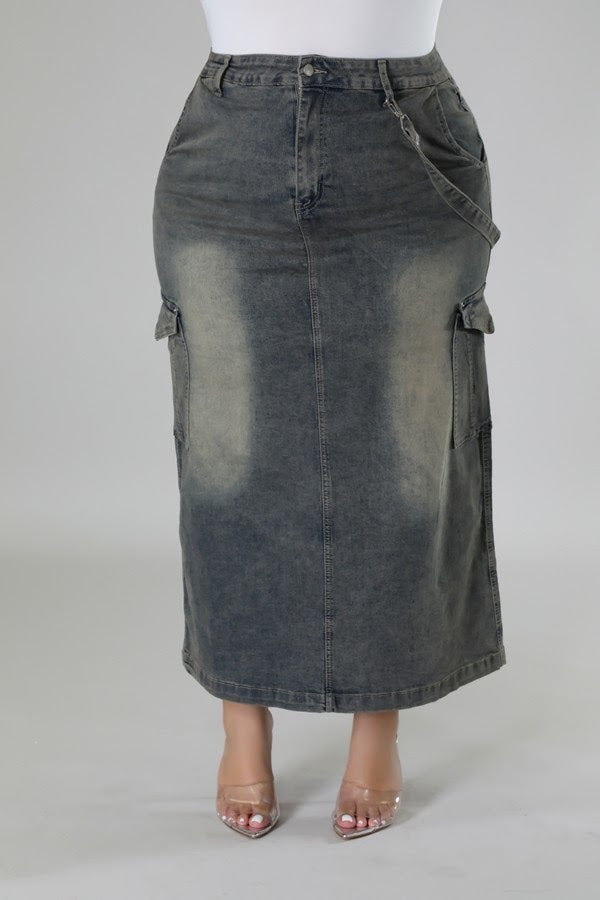 Tess Cargo Denim Skirt
